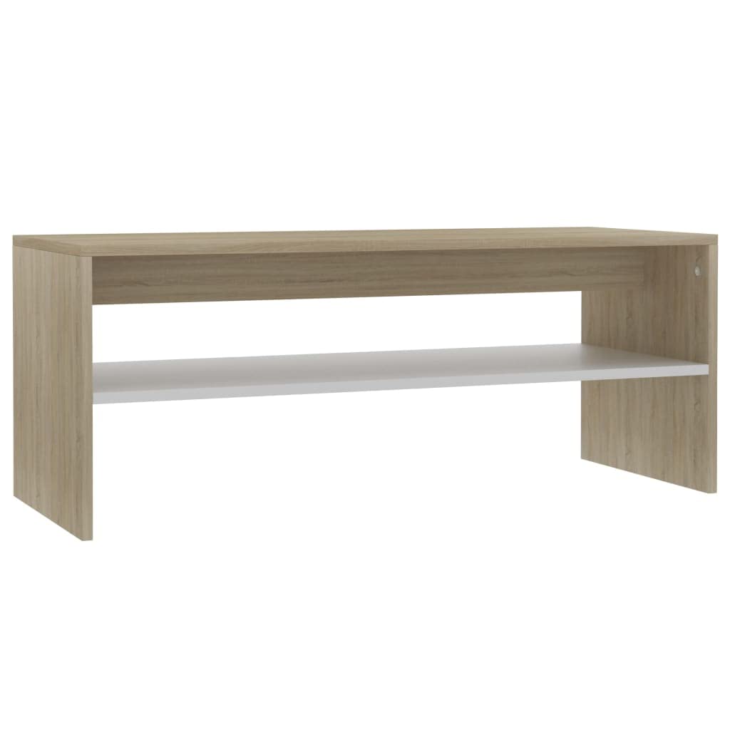 vidaXL Coffee Table Couch End Side Telephone Sofa Tea Accent Storage Table Desk Bedroom Living Room Furniture White and Sonoma Oak Engineered Wood