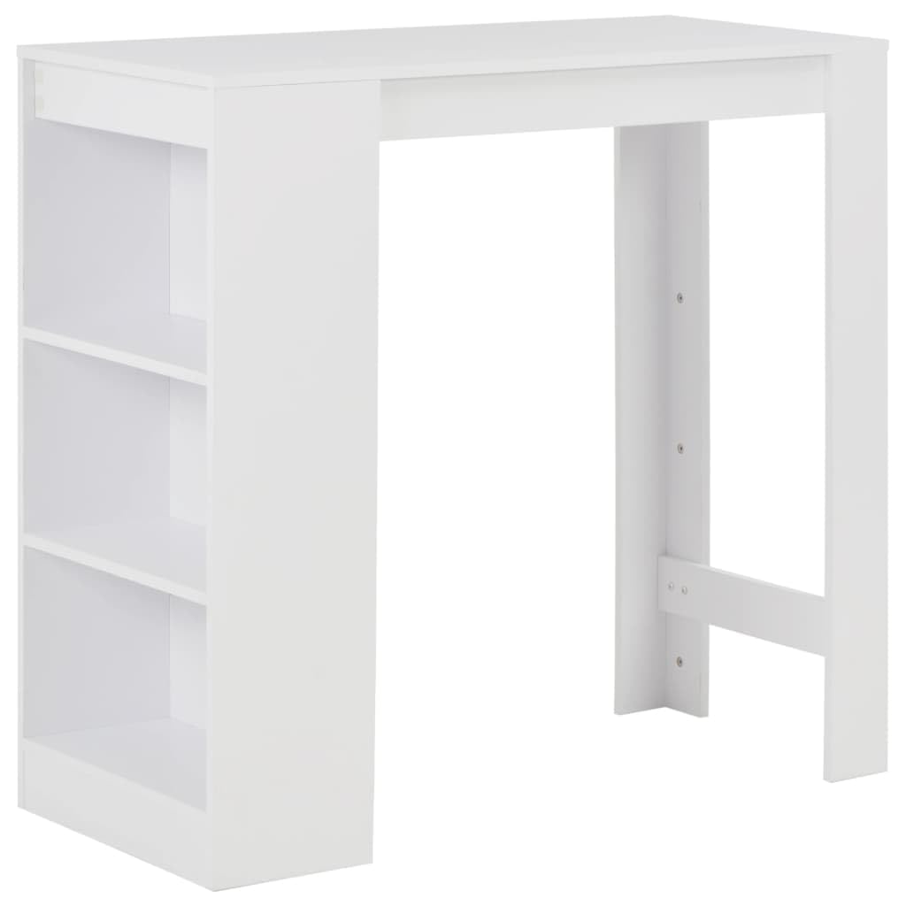 Vidaxl Bar Table With Shelf White 43.31"X19.69"X40.55"