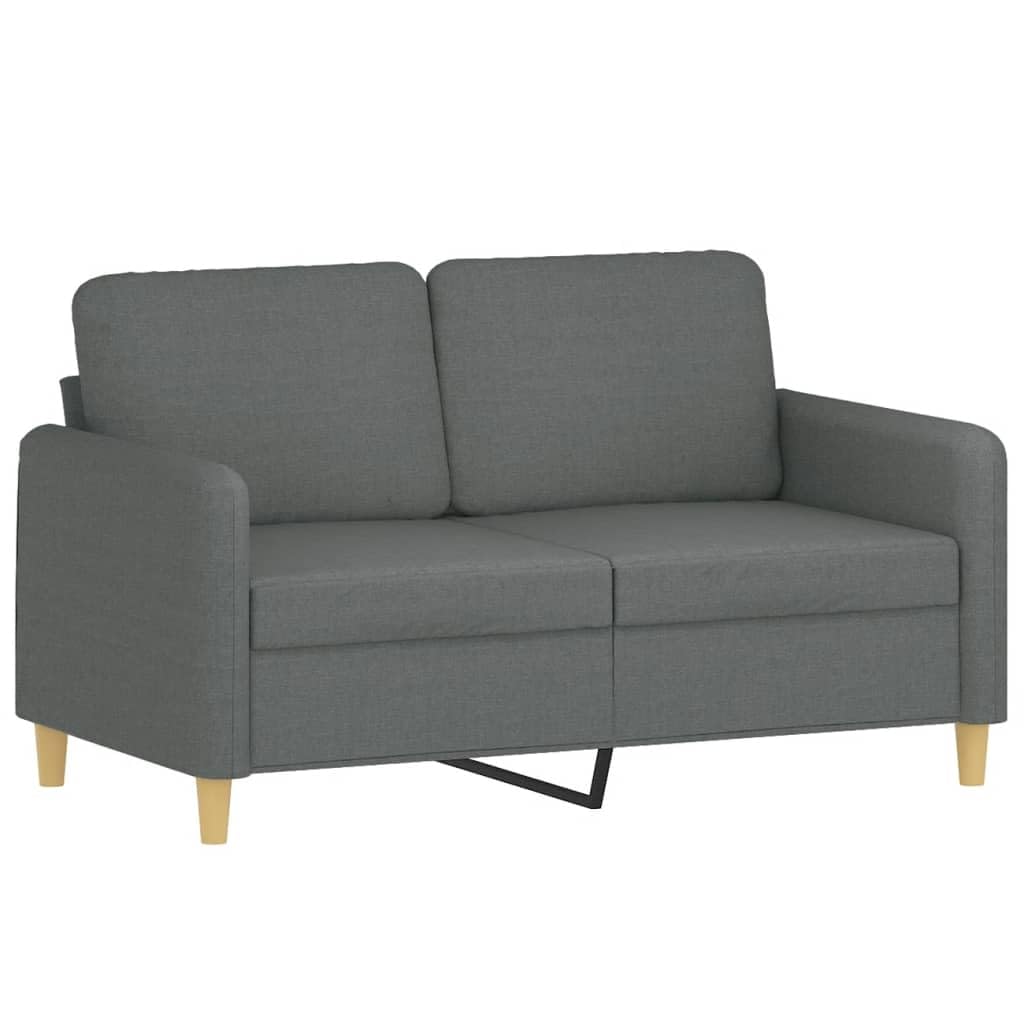 vidaXL Dark Gray Sofa Set - Loveseat, Couch, Armchair with Cushions - Fabric Upholstery, Plywood/Metal Frame - Living Room/Office