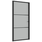 vidaXL Modern Interior Door with Matt Black Glass Panel and Aluminium Alloy Handle - Durable Tempered Glass for Home and Office