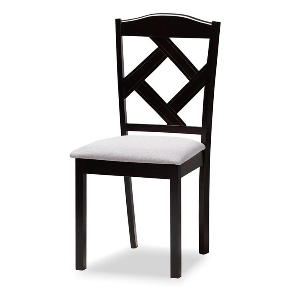 Baxton Studio Morigan Modern Transitional Grey Fabric Upholstered and Dark Brown Finished Wood 5-Piece Dining Set