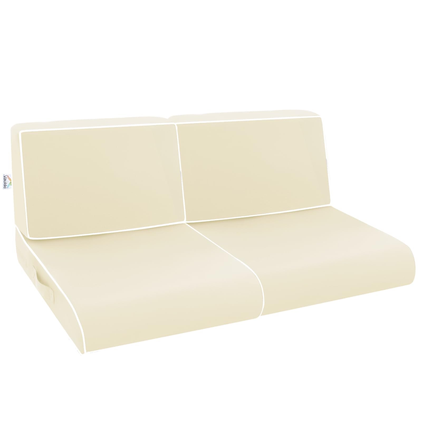 Vaukki Patio Seat Cushion Set, Waterproof Outdoor Furniture Cushion, Deep Seat Bottom And Back Cushion With Handle And Ties Outd