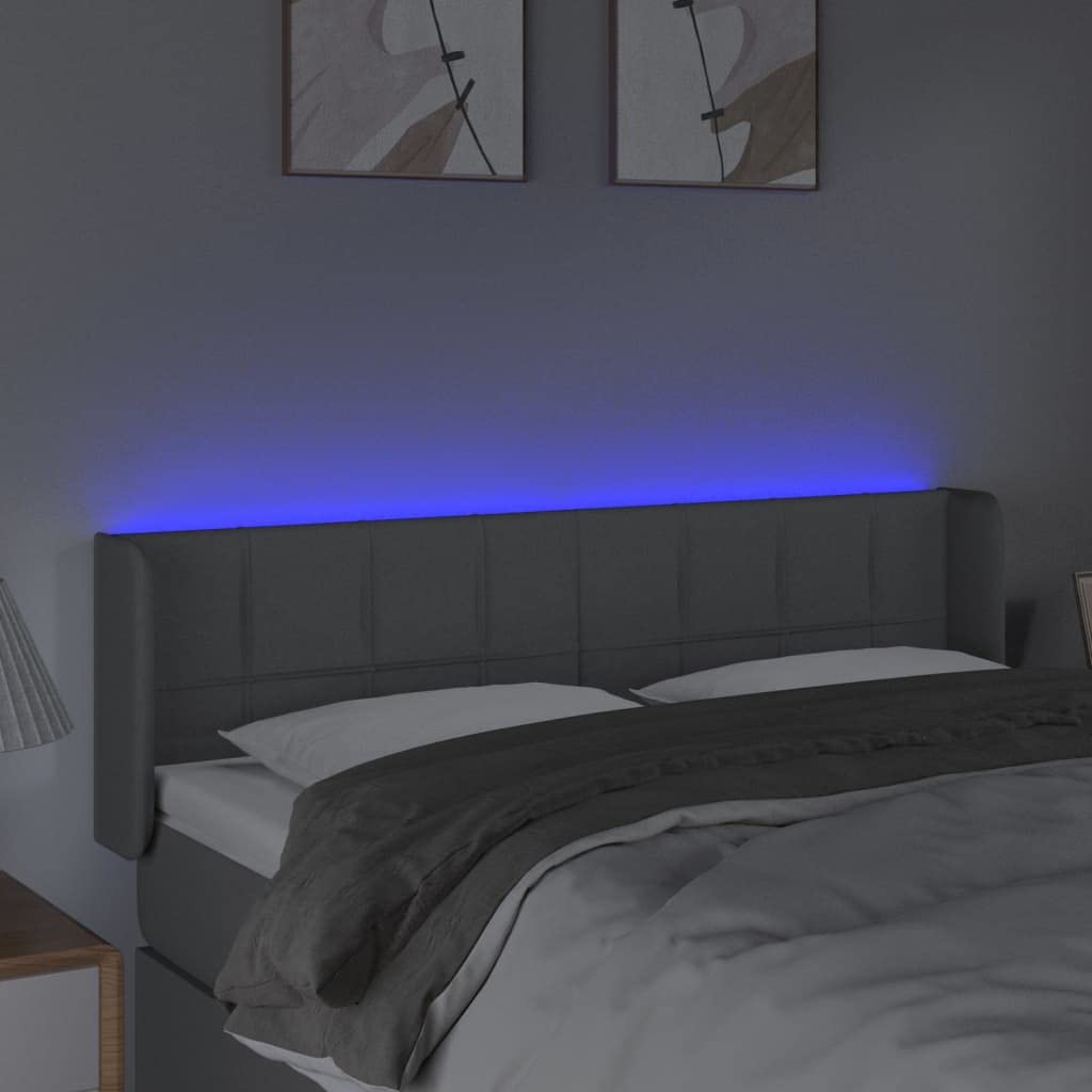 Vidaxl Led Headboard, Upholstered Headboard For Bed Home, Bed Headboard With Led Light, Bedroom Furniture, Light Gray 57.9"X6.3"X30.7"/34.6" Fabric