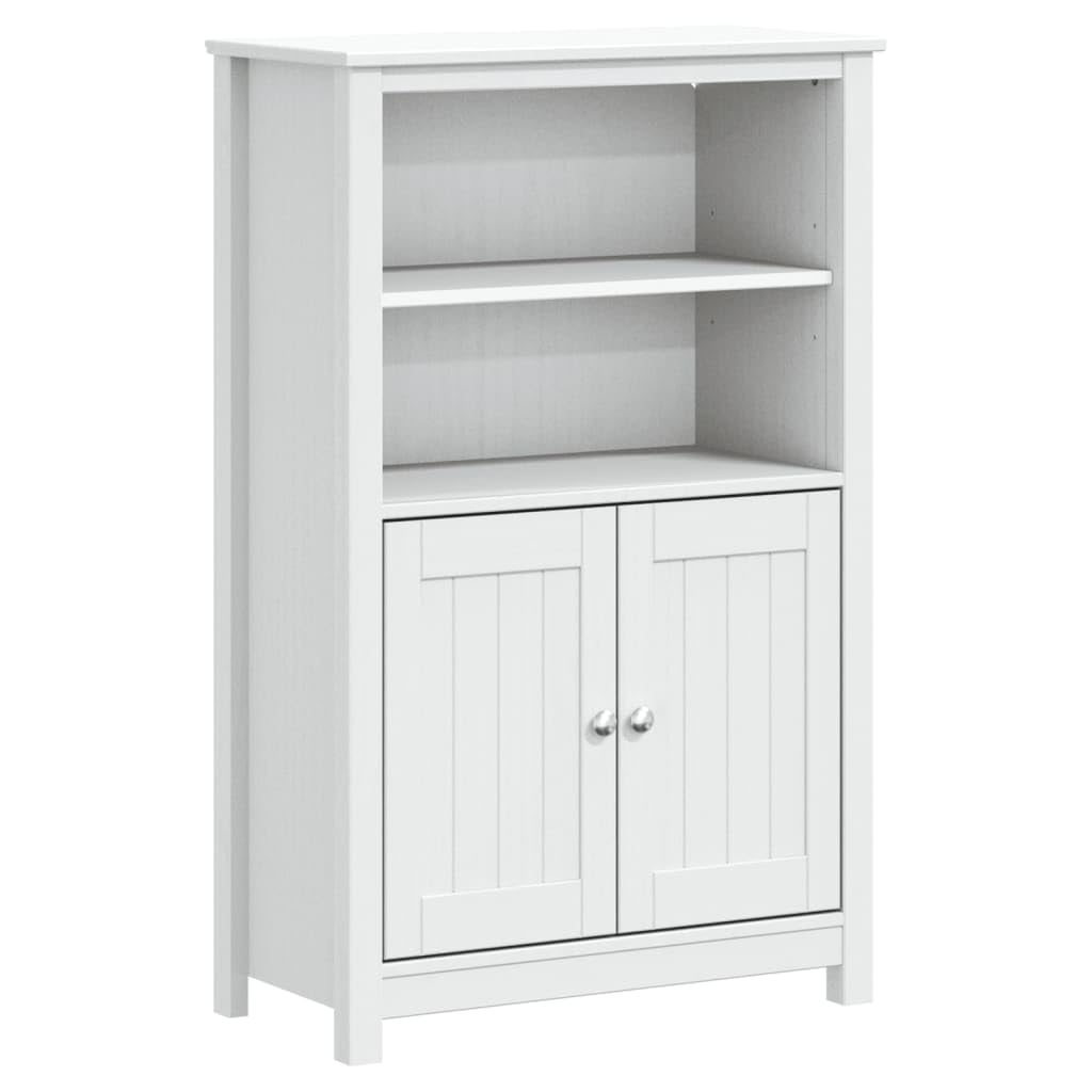 vidaXL Berg White Bathroom Cabinet - Spacious Storage with 4 Shelves and 2 Doors, Smooth UV-Painted Finish, Strong Solid Pine Wood Construction