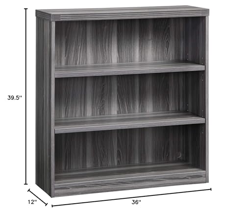 Mayline Aberdeen Bookcase, 3 Shelf, Gray Steel Tf