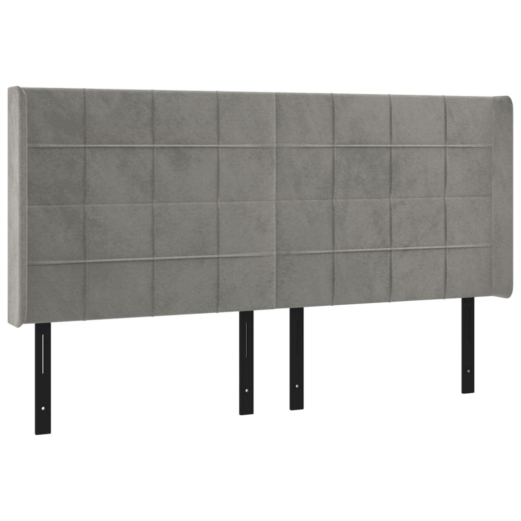 Vidaxl Headboard With Ears Home Indoor Bed Accessory Bedroom Upholstered Headboard Bed Header Furniture Light Gray 79.9"X6.3"X46.5"/50.4" Velvet
