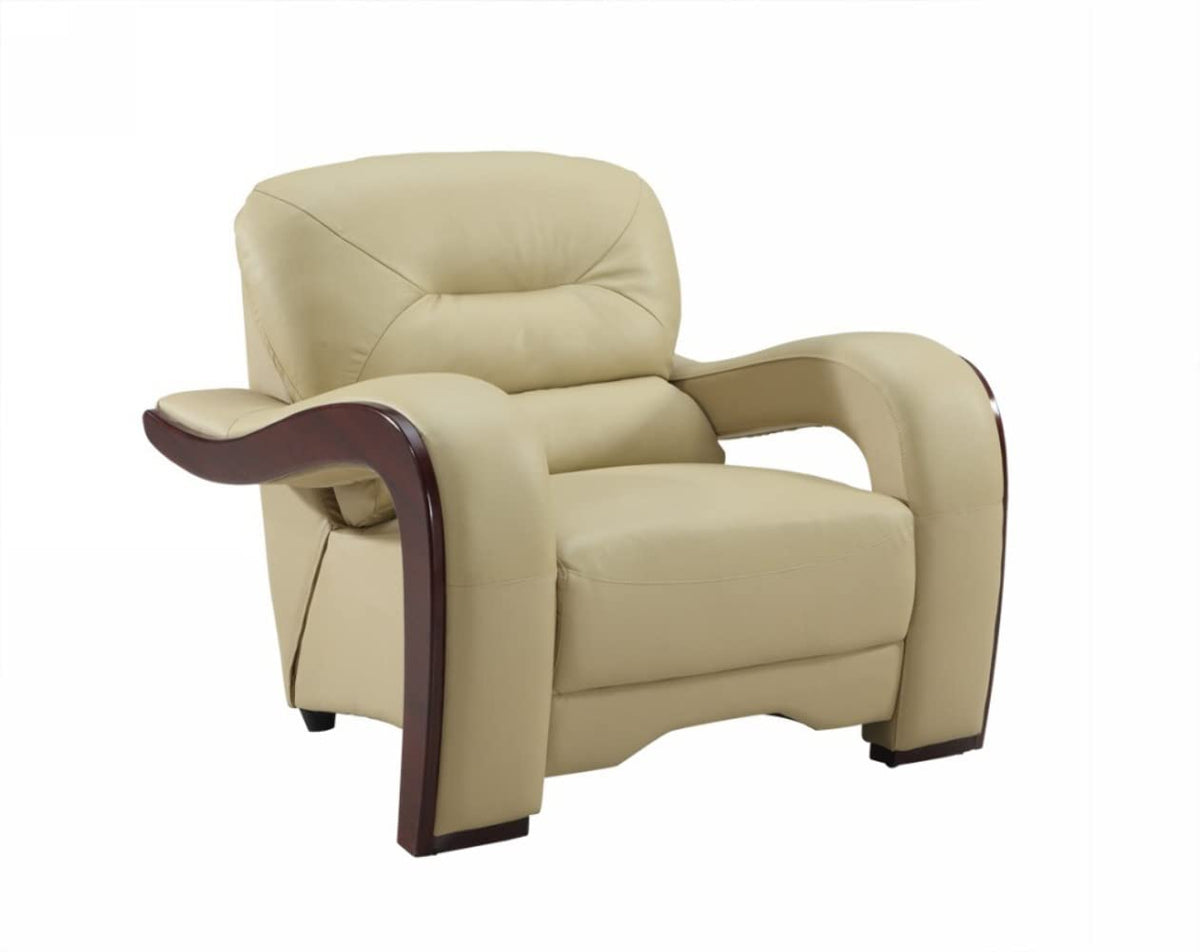 HomeRoots 33' Glamorous Beige Leather Chair