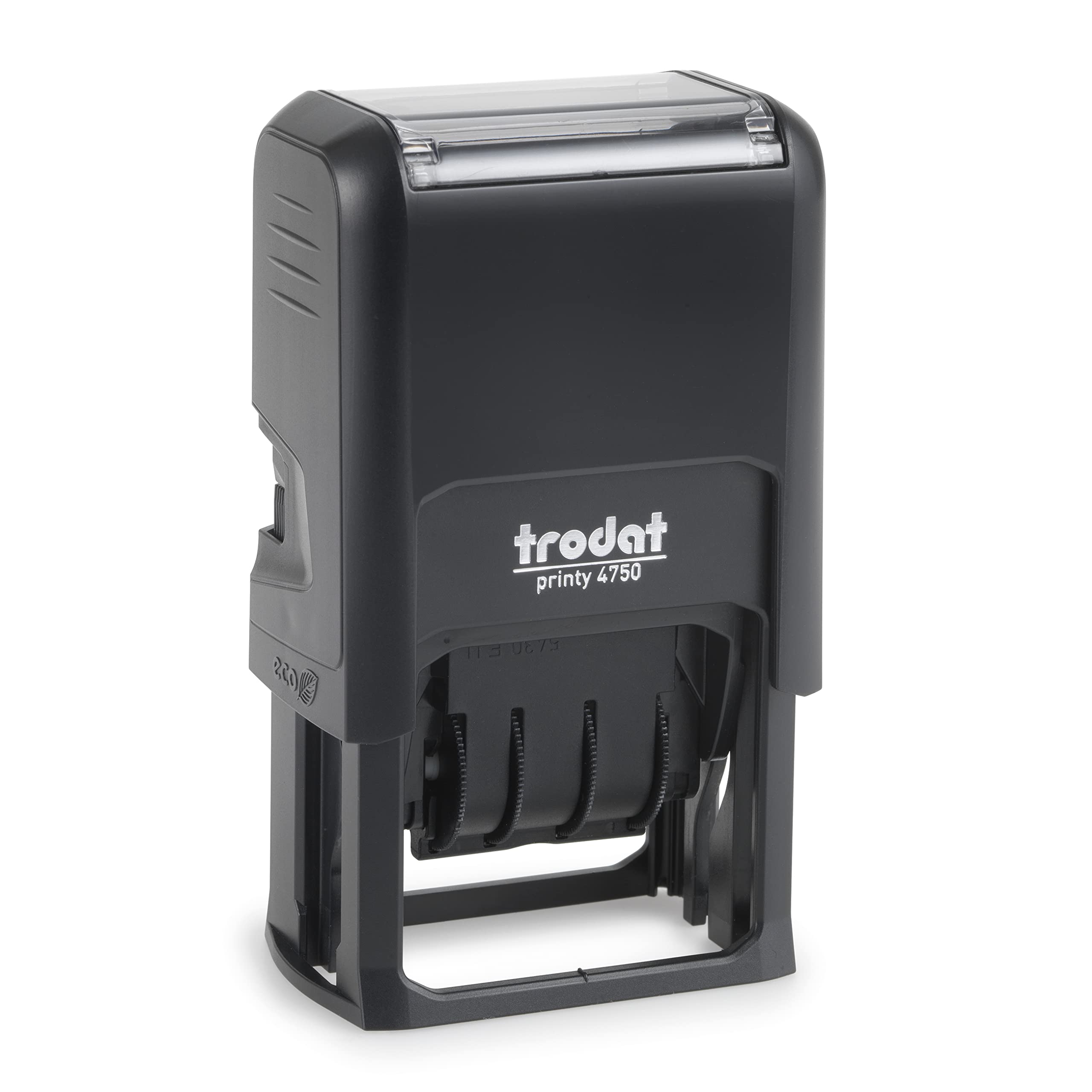 Trodat Printy 4750 Self Inking Date Stamp With Phrases Received, Paid, Entered, Faxed - Blue And Red Ink, 1' X 1-5/8'