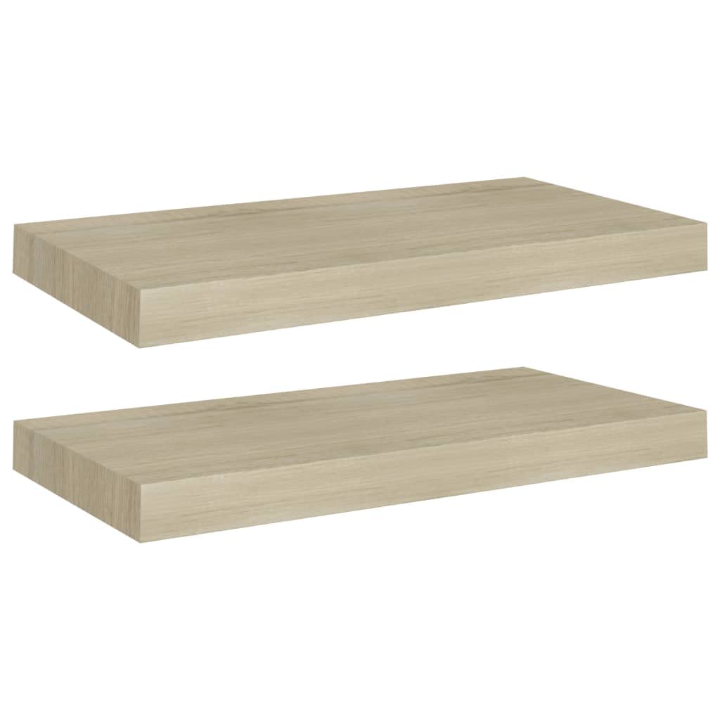 Floating Wall Shelves-SKM Floating Wall Shelves 2 pcs Oak 19.7&quot;x9.1&quot;x1.5&quot; MDF