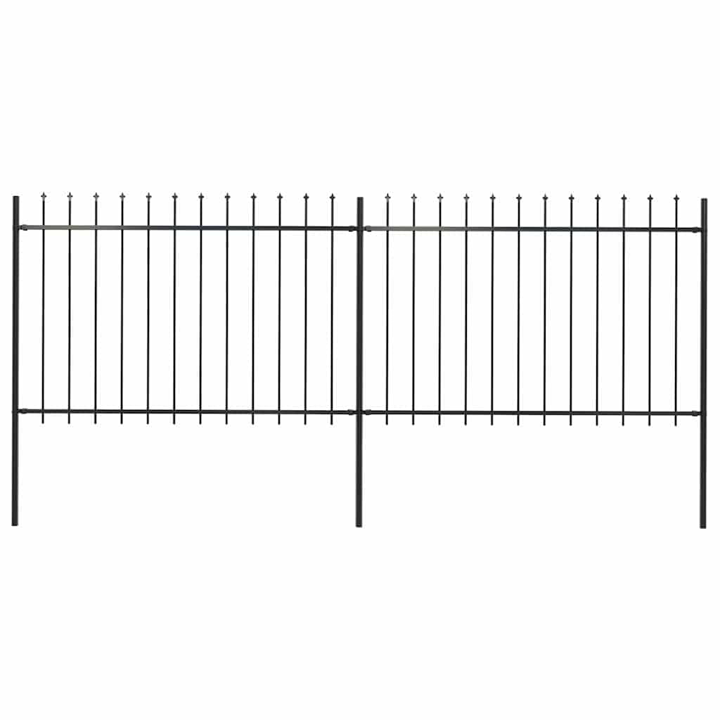 vidaXL Black Garden Fence - Steel Construction with Spear Top - 133.9x66.9 - Outdoor, Home, Property Perimeter Barrier