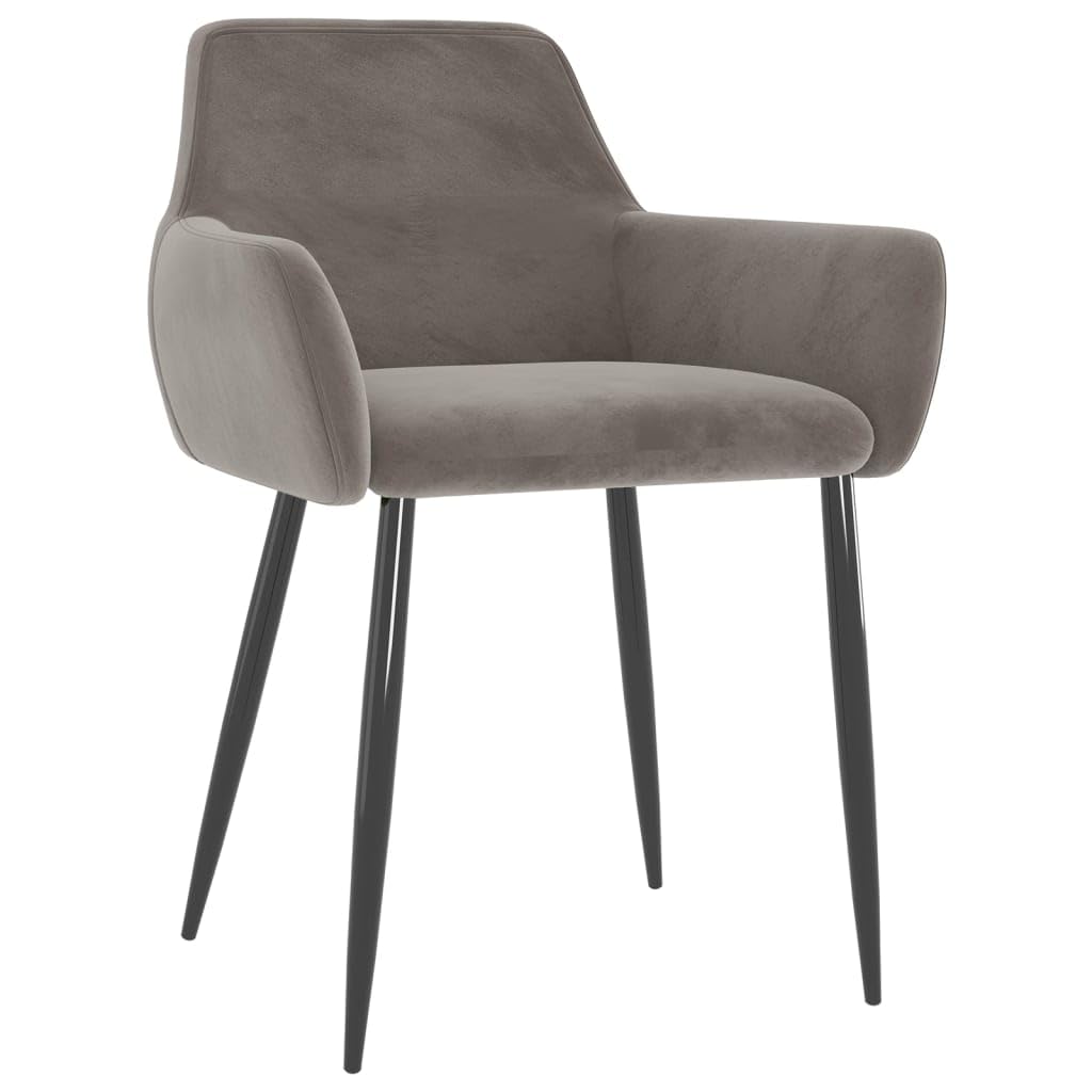 vidaXL Light Gray Velvet Dining Chairs, Set of 2 - Modern Design with Metal Legs, Comfortable Backrest and Generous Weight Capacity