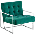 Best Master Furniture Beethoven Green Velvet with Silver Plated Accent Chair
