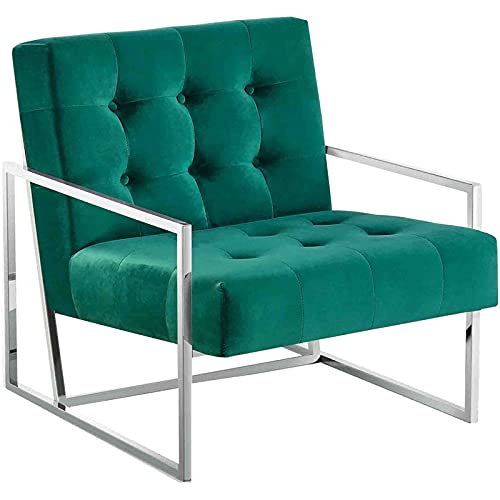 Best Master Furniture Beethoven Green Velvet with Silver Plated Accent Chair