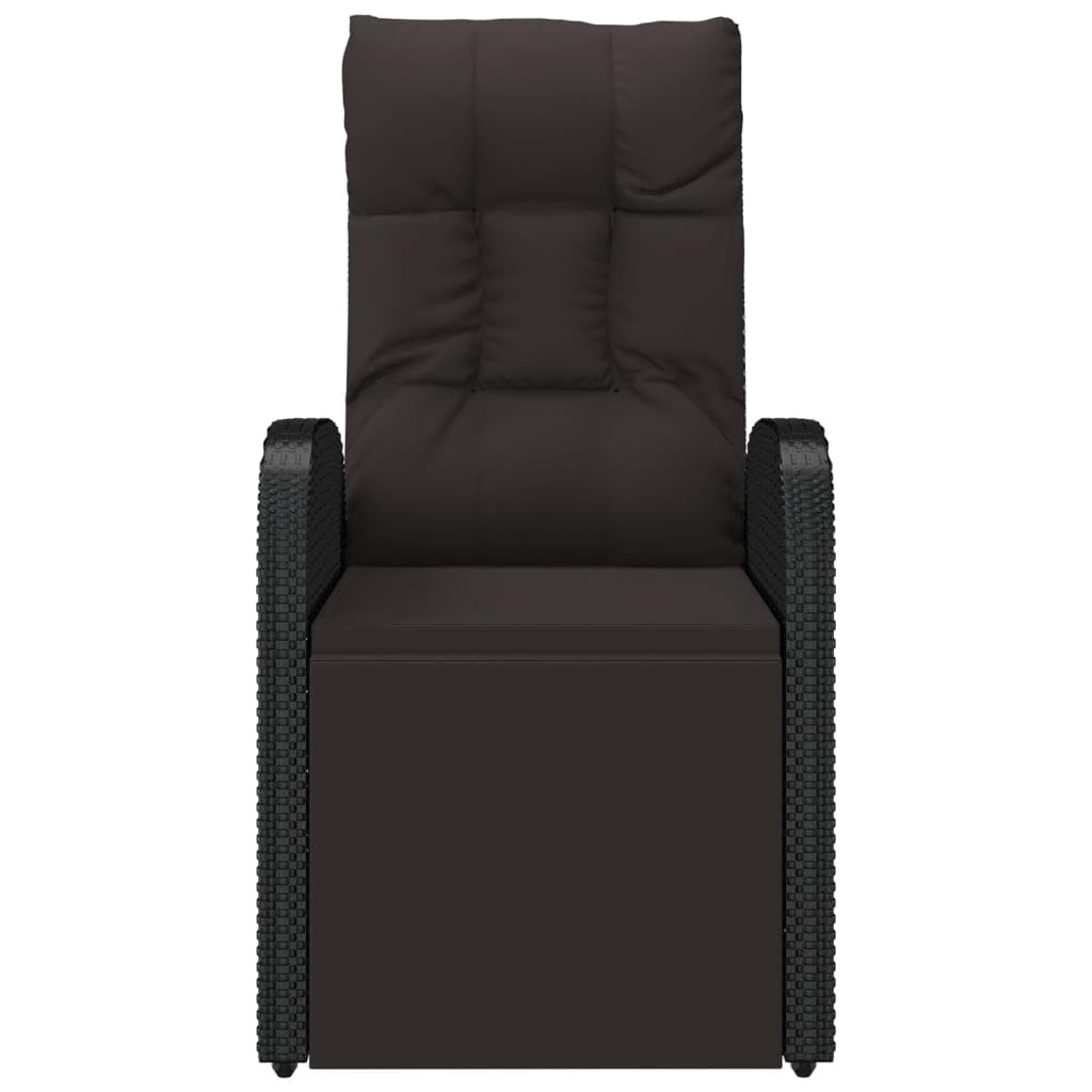 Great-hyc Reclining Garden Chair with Cushion Poly Rattan Black