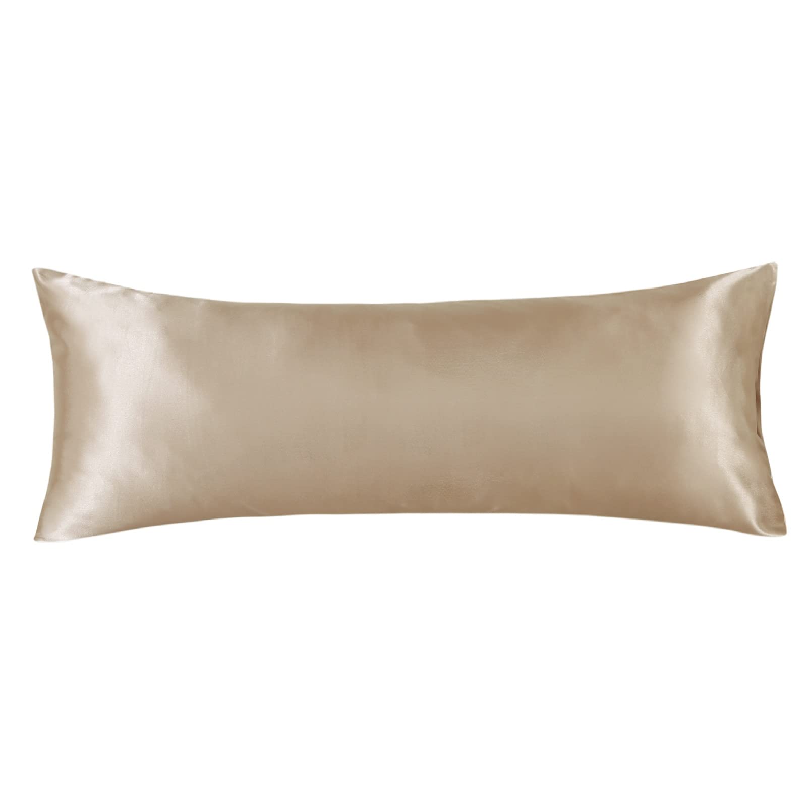 Lcbd Satin Body Pillow Case For Hair And Skin, Taupe Silk Satin Body Pillow Case Cover, 20X54 Body Cooling Pillow Cover With Env