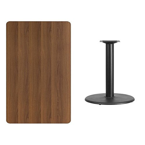 Flash Furniture 30'' X 48'' Rectangular Walnut Laminate Table Top With 24'' Round Table Height Base