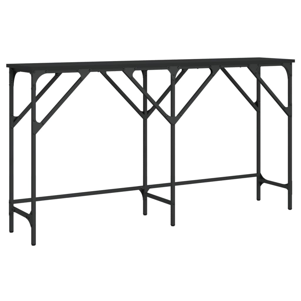 vidaXL Console Table in Black, Engineered Wood with Smooth Surface, Robust Metal Frame, Perfect for Living Room or Entryway, 55.1"x11.4"x29.5"