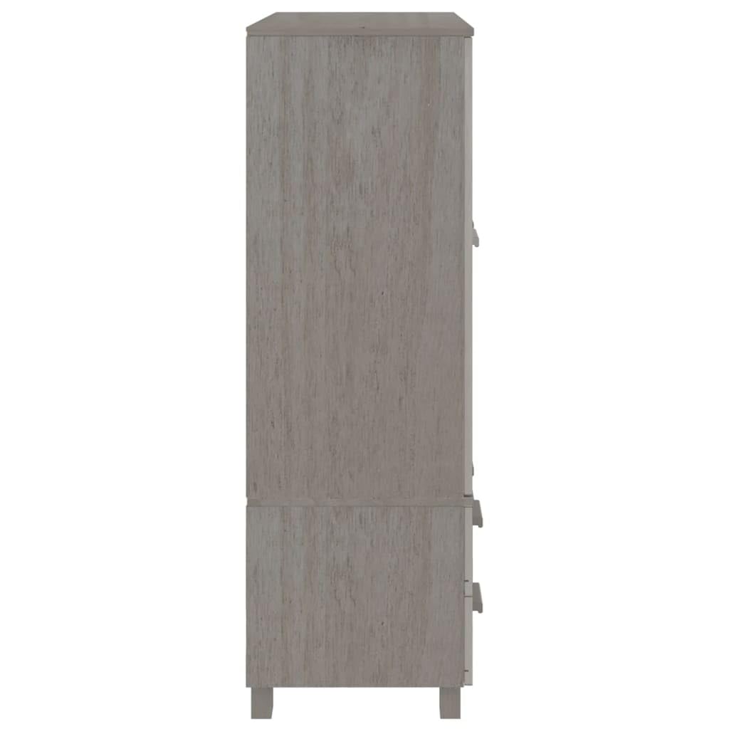 vidaXL HAMAR Solid Wood Pine Wardrobe, Light Gray - Classic Design, Ample Storage with Drawers and Compartments, Sturdy and Functional, Assembly Required