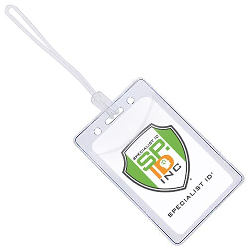 100 Pack - Easy Access Clear Plastic Luggage Identification Tags With Loops Included - Business Card Or Photo Insert Bag Tags -