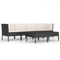 vidaXL Patio Lounge Set, 6-Piece, Poly Rattan, Black - Outdoor Furniture with Cushions, Coffee Table