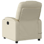 'vidaXL Massage Recliner Chair with Manual Reclining and Vibration Functions, Cream Faux Leather Upholstery, Armrest, Cup Holders, Side Pocket, Durable & Comfortable, Ideal for Living Room