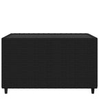 vidaXL Square Patio Coffee Table – Black Poly Rattan Outdoor Table with Tempered Glass Top, Weather-Resistant Material, Powder-Coated Steel Frame, and Easy Assembly – 19.7"x19.7"x11.8"