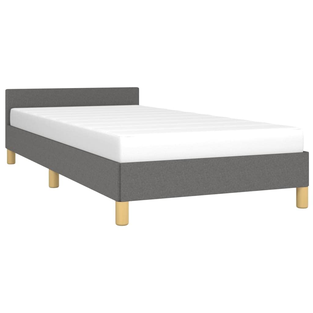 vidaXL Bed Frame with Headboard Home Indoor Bed Accessory Bedroom Upholstered Single Bed Base Furniture Dark Gray 39.4"x79.9" Twin XL Fabric