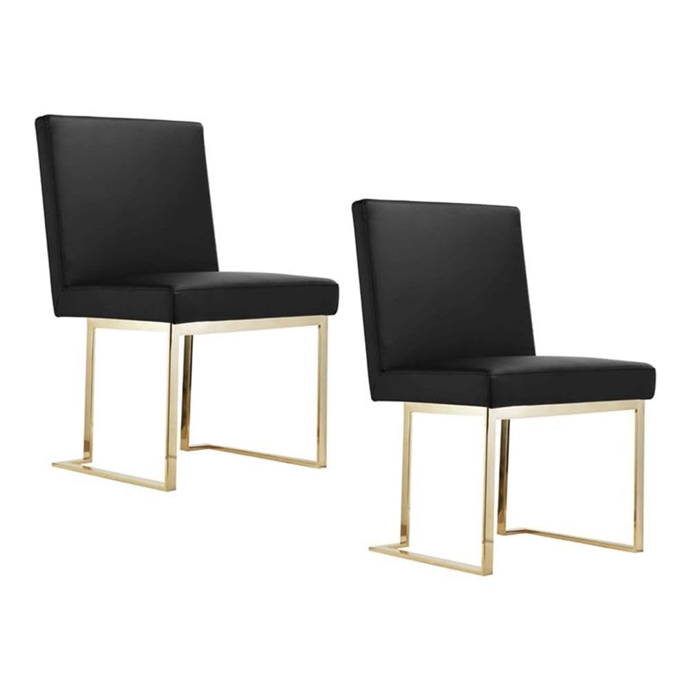 Pangea Home Dexter 18.5" Polyurethane/Metal Side Chair In Black/Gold (Set Of 2)