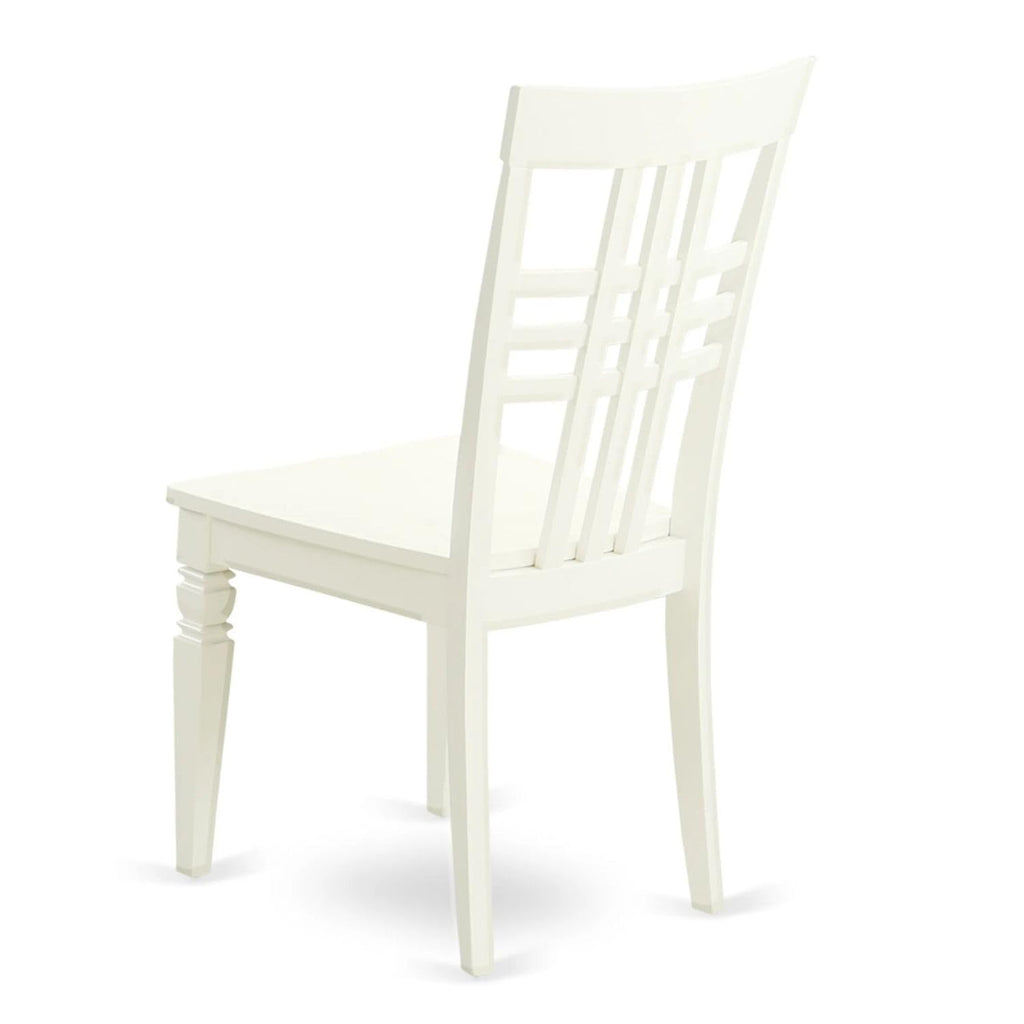 East West Furniture Logan Kitchen Dining Stylish Back Solid Wood Seat Chairs, Set of 2, Linen White