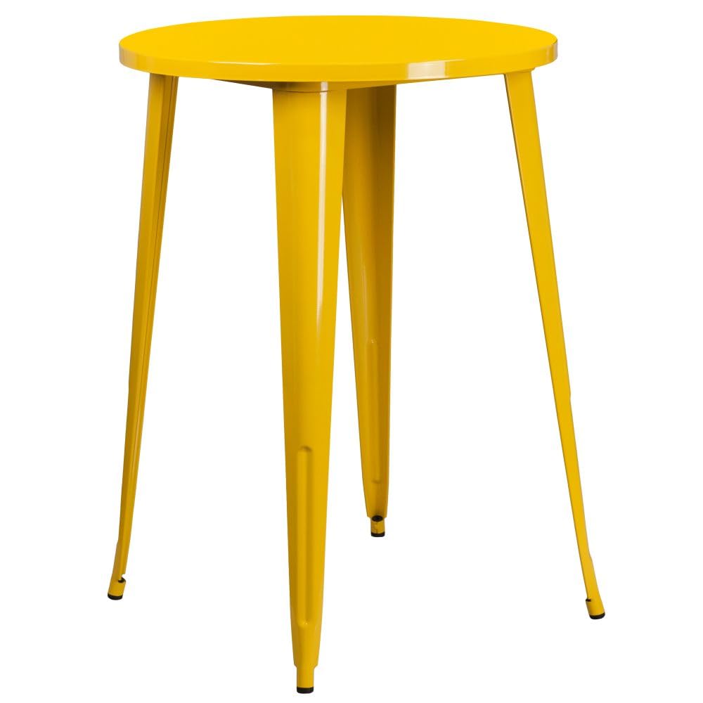 Flash Furniture Philip Commercial Grade 30&quot; Round Yellow Metal Indoor-Outdoor Bar Height Table