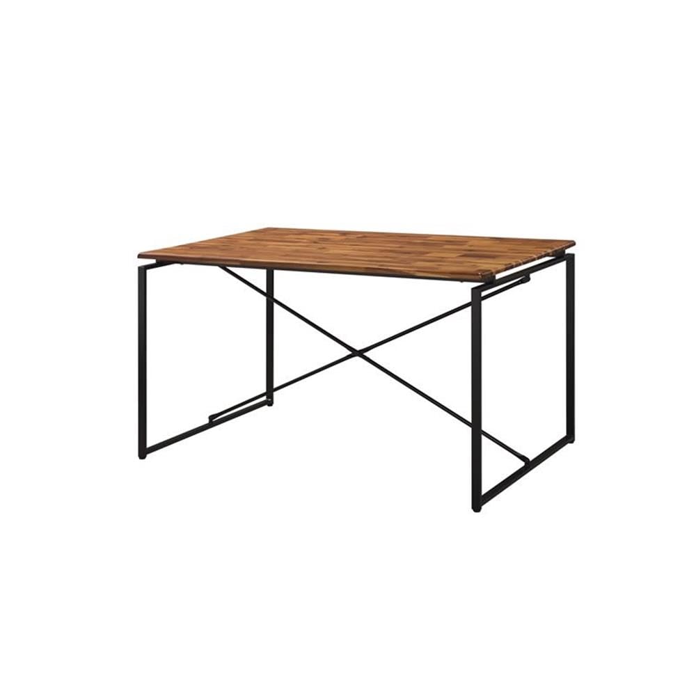 Acme Jurgen Metal Tube Dining Table In Brown Walnut