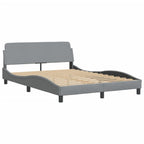 vidaXL Full Fabric Bed Frame with Headboard - Light Gray - Modern Design - 53.9"x74.8"