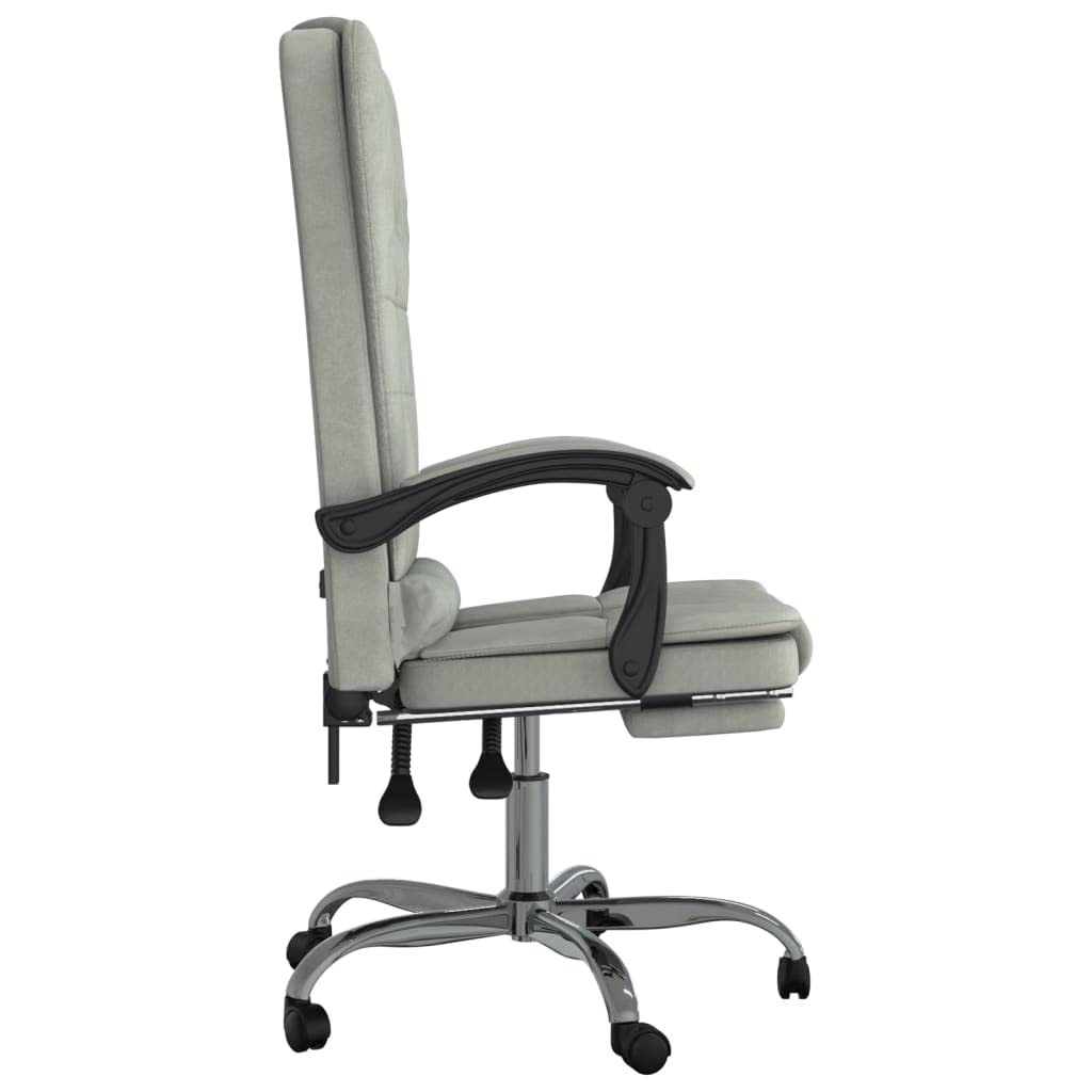 vidaXL Light Gray Velvet Massage Reclining Office Chair - Adjustable and Rotatable Comfort with Sturdy Frame for Home Office