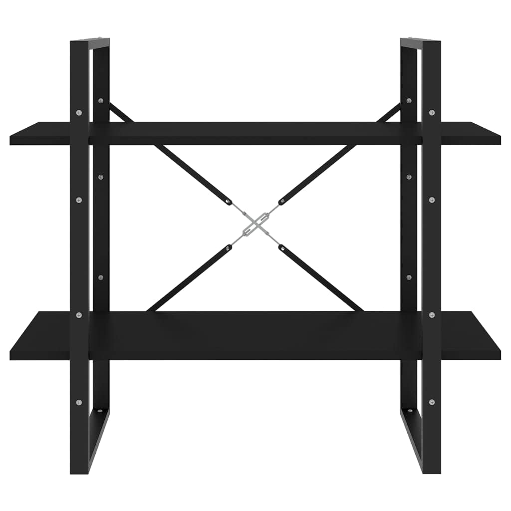 vidaXL 2-Tier Book Cabinet in Black, 31.5"x11.8"x27.6", Made of Engineered Wood, Industrial Style, Ample Storage Space, Requires Assembly