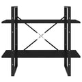 vidaXL 2-Tier Book Cabinet in Black, 31.5"x11.8"x27.6", Made of Engineered Wood, Industrial Style, Ample Storage Space, Requires Assembly