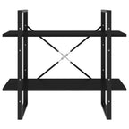 vidaXL 2-Tier Book Cabinet in Black, 31.5"x11.8"x27.6", Made of Engineered Wood, Industrial Style, Ample Storage Space, Requires Assembly
