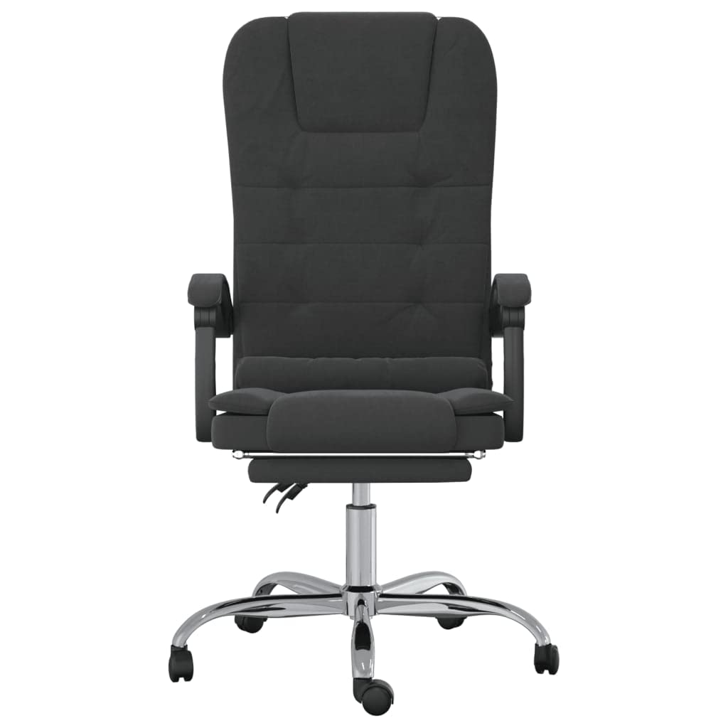 vidaXL - Massage Reclining Office Chair in Black Velvet, Adjustable Height and Backrest, 360-Degree Swivel Design, Sturdy Plywood and Metal Frame