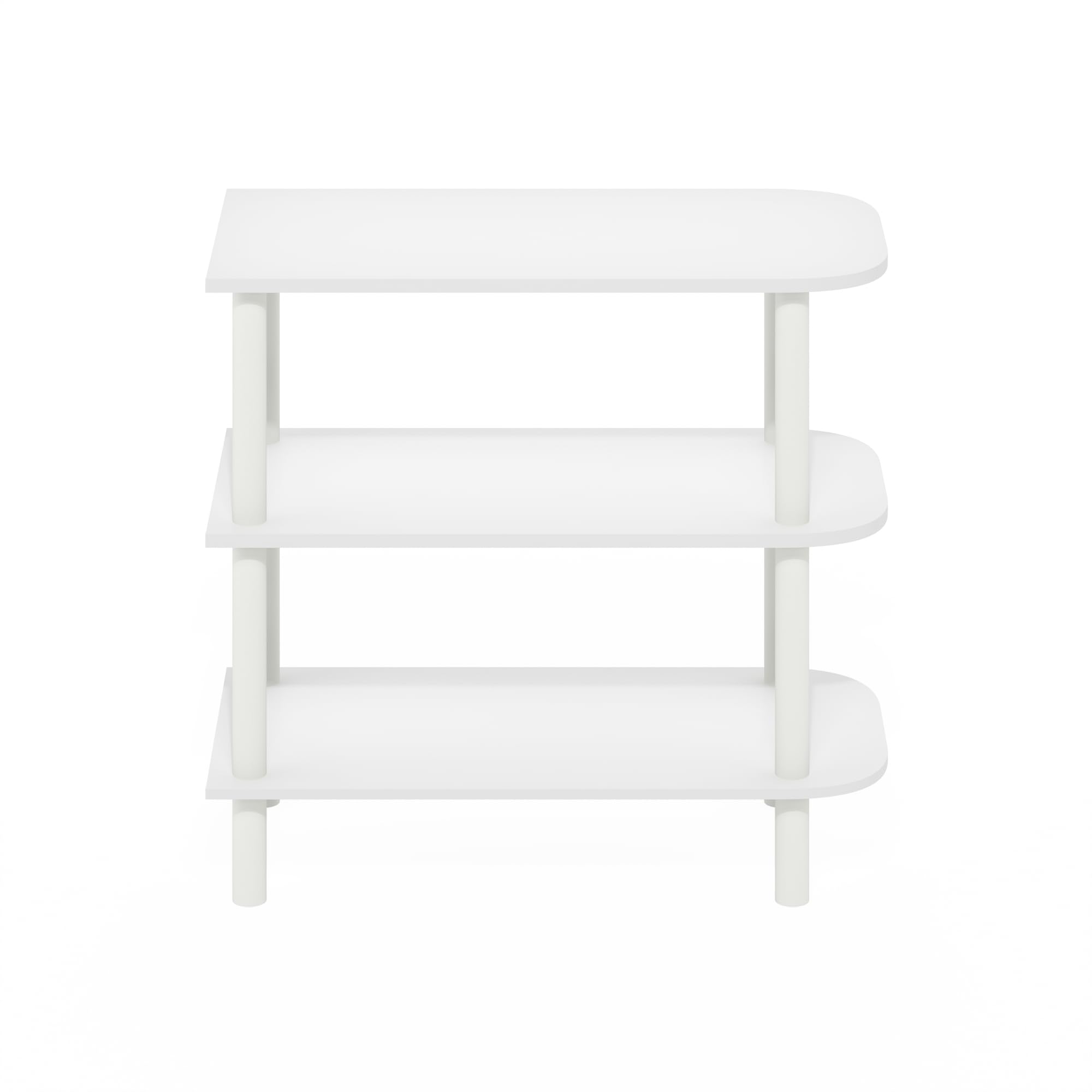 Furinno Turn-N-Tube 23-Inch 3-Tier Curved Freestanding Shoe Rack Storage Organizer, White/White