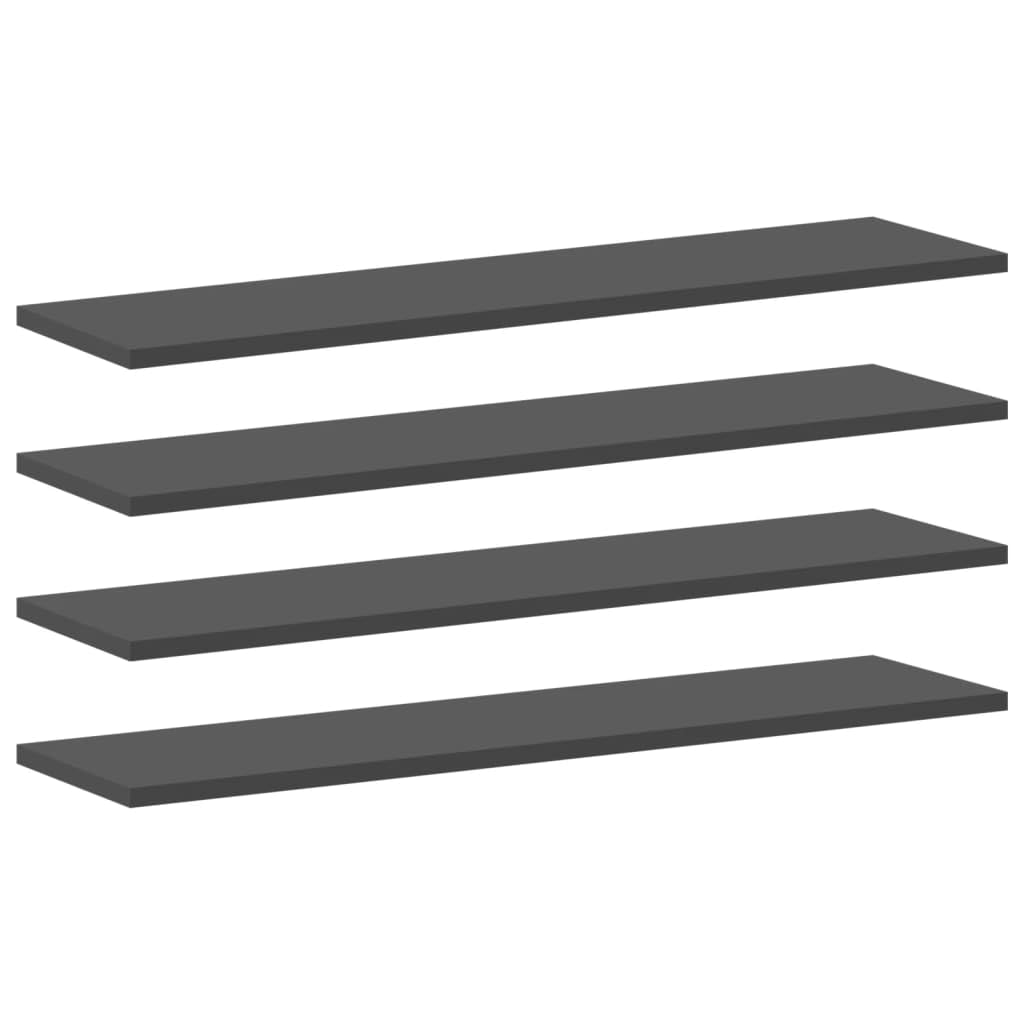 vidaXL Modern Engineered Wood Bookshelf Boards - Gray - Additional Storage Solution, 4 Pcs Set, 31.5x7.9x0.6