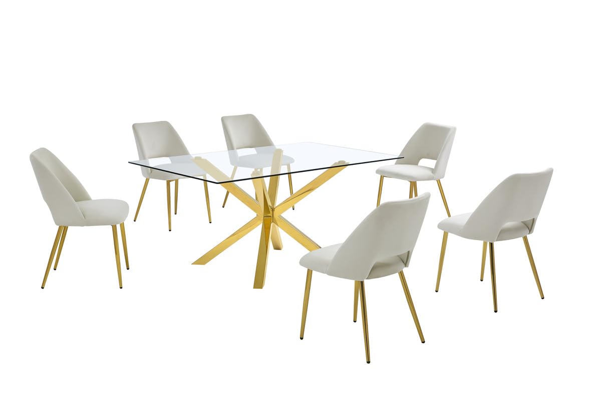 Best Quality Furniture D61-SC226-9 Dining Set, 7-Piece, Cream