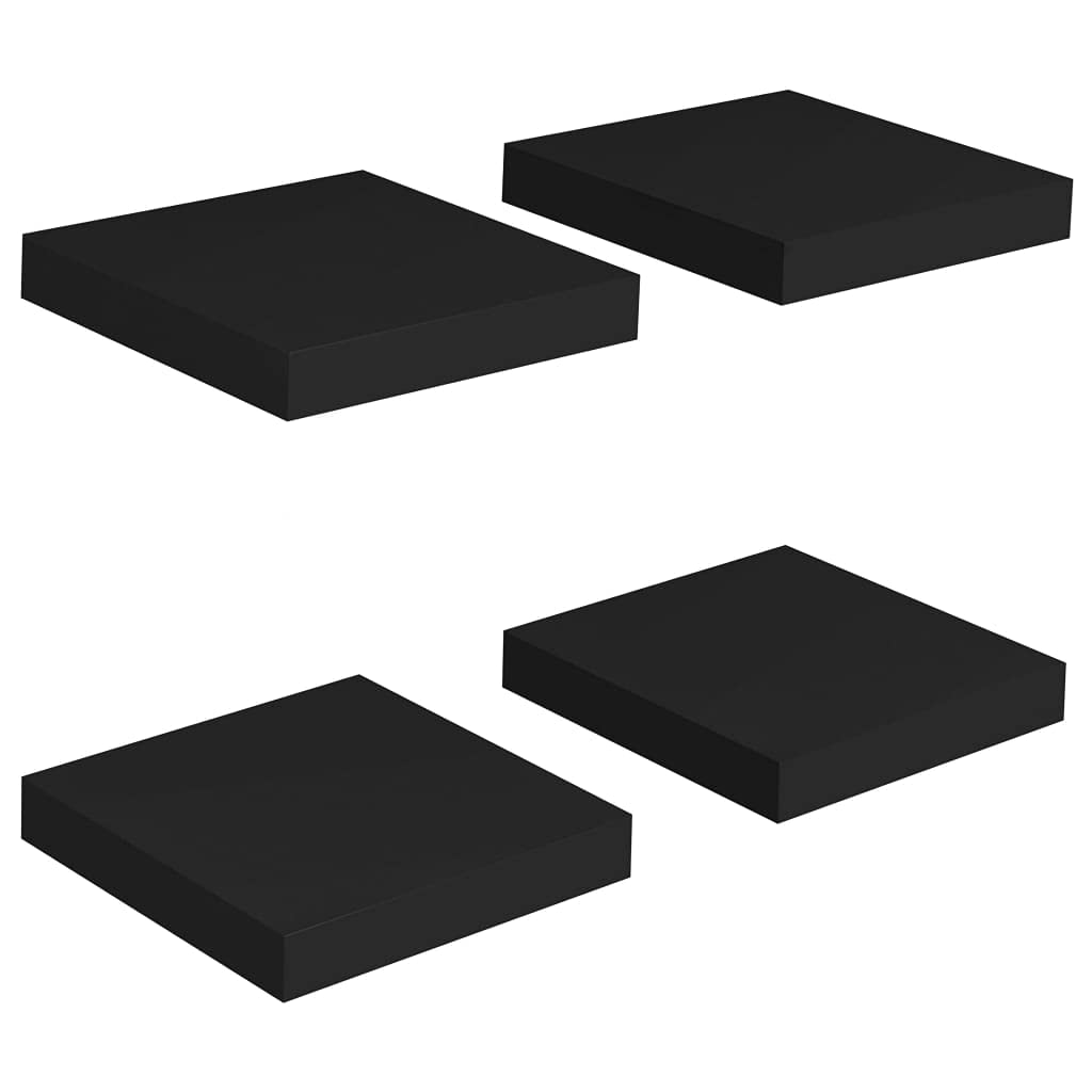 vidaXL Floating Wall Shelves 4 pcs Black 9.1&quot;x9.3&quot;x1.5&quot; MDF
