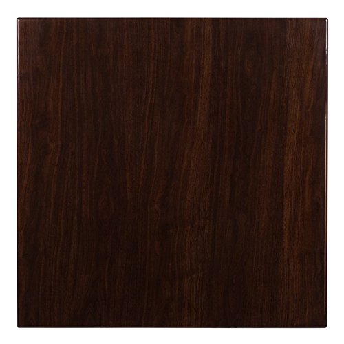 Flash Furniture Glenbrook 36'' Square High-Gloss Walnut Resin Table Top with 2'' Thick Drop-Lip