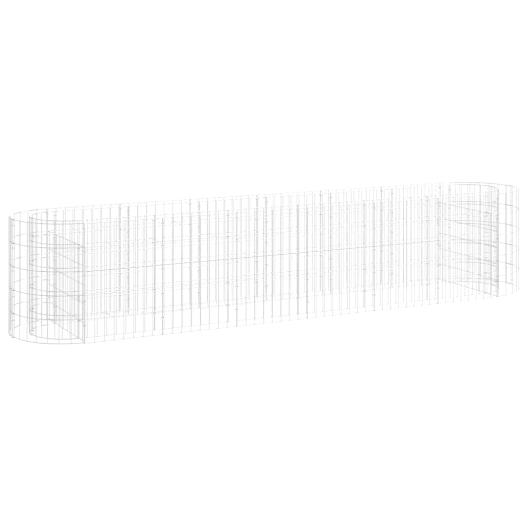 vidaXL Galvanized Iron Gabion Raised Bed - Oval-Shaped and Proof Planter for Outdoor and Garden Decor, Requires Assembly, Sturdy