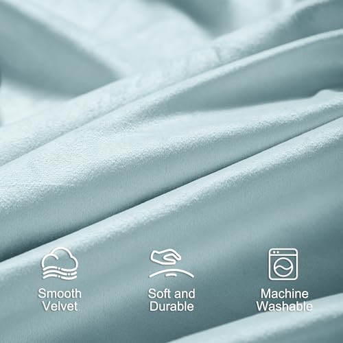 Lazzzy Baby Blue Velvet Curtains Room Darkening Thermal Insulated Curtains 84 Inch Long Window Drapes For Bedroom Living Room Super Soft Luxury Rod Pocket Window Treatment, 2 Panels