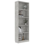 vidaXL 5-Tier Book Cabinet Concrete Gray 23.6"x9.4"x68.9" Chipboard
