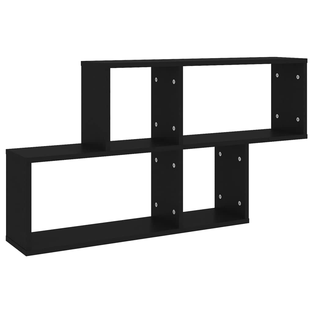 vidaXL Wall Shelf in Black, Engineered Wood Construction, Easy Installation for Living Room and Bedroom, Modern Design, 100x18x53 cm, 11.05 kg