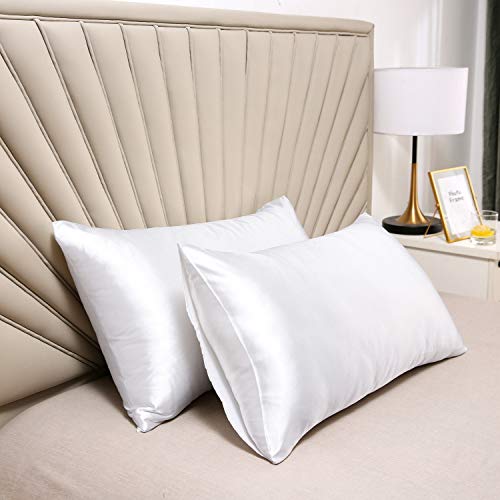 Lcbd Satin Pillowcase Queen Size For Hair And Skin, Ivory Silk Satin Pillowcases Set Of 2, Satin Cooling Pillow Covers With Enve