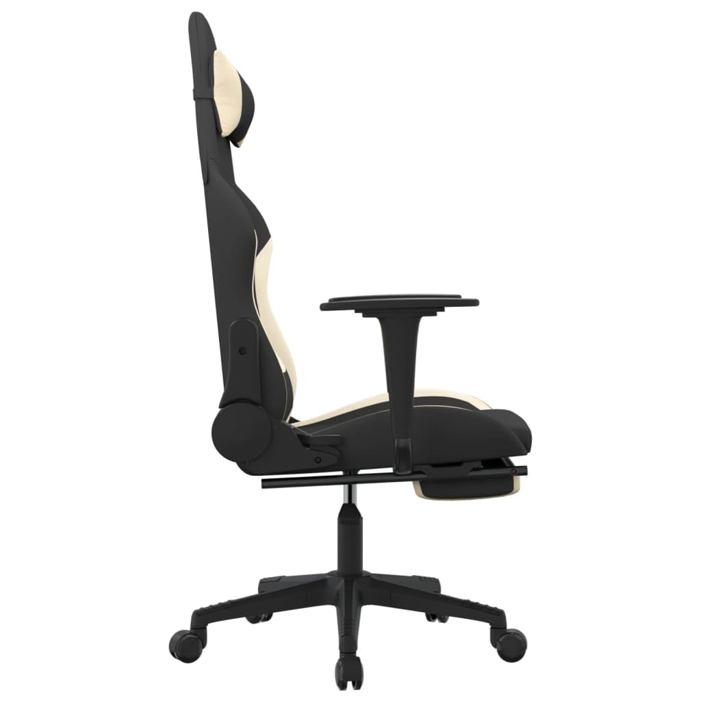 vidaXL Modern Gaming Chair with Adjustable Features, Black and Cream Fabric - Ideal for Enhancing Gaming Experience with Ultimate Comfort - Made from Durable Materials.