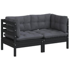 vidaXL Solid Wood Pine 2-Seater Patio Sofa with Anthracite Cushions Garden Outdoor Lawn Yard Terrace Balcony Wooden Seat Seating Sofa Furniture