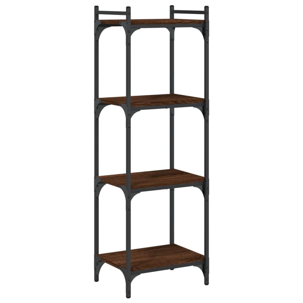 vidaXL Bookcase, 4-Tier Storage Cabinet for Living Room, Book Shelf with Adjustable Feet, Display Shelf, Industrial Style, Brown Oak Engineered Wood